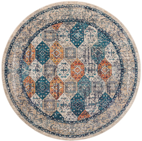 Multicolor 7' x 7' Lola Round Area Rug Polypropylene With Jute Backing Traditional Pattern Easy Clean Carpet for Home Interior Design for Sale at Rug Engine