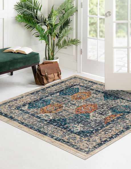 Multicolor 3' 11 x 3' 11 Lola Square Area Rug Polypropylene With Jute Backing Traditional Pattern Easy Clean Carpet for Home Interior Design for Sale at Rug Engine