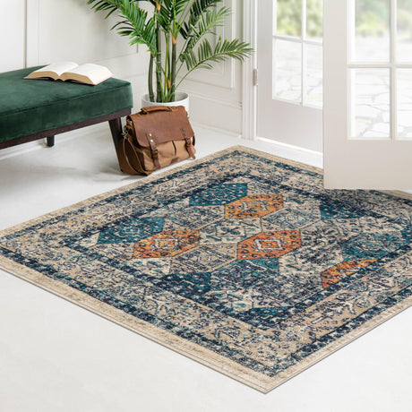 Multicolor 7' 10 x 7' 10 Lola Square Area Rug Polypropylene With Jute Backing Traditional Pattern Easy Clean Carpet for Home Interior Design for Sale at Rug Engine