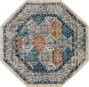 Multicolor 3' 11 x 3' 11 Lola Octagon Area Rug Polypropylene With Jute Backing Traditional Pattern Easy Clean Carpet for Home Interior Design for Sale at Rug Engine