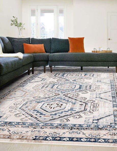 Gray Blue 10' x 13' Charlotte Rectangle Area Rug 100% Polypropylene With Jute Backing Traditional Classical Durable Carpet for Living Dining Office Rooms for Sale at Rug Engine