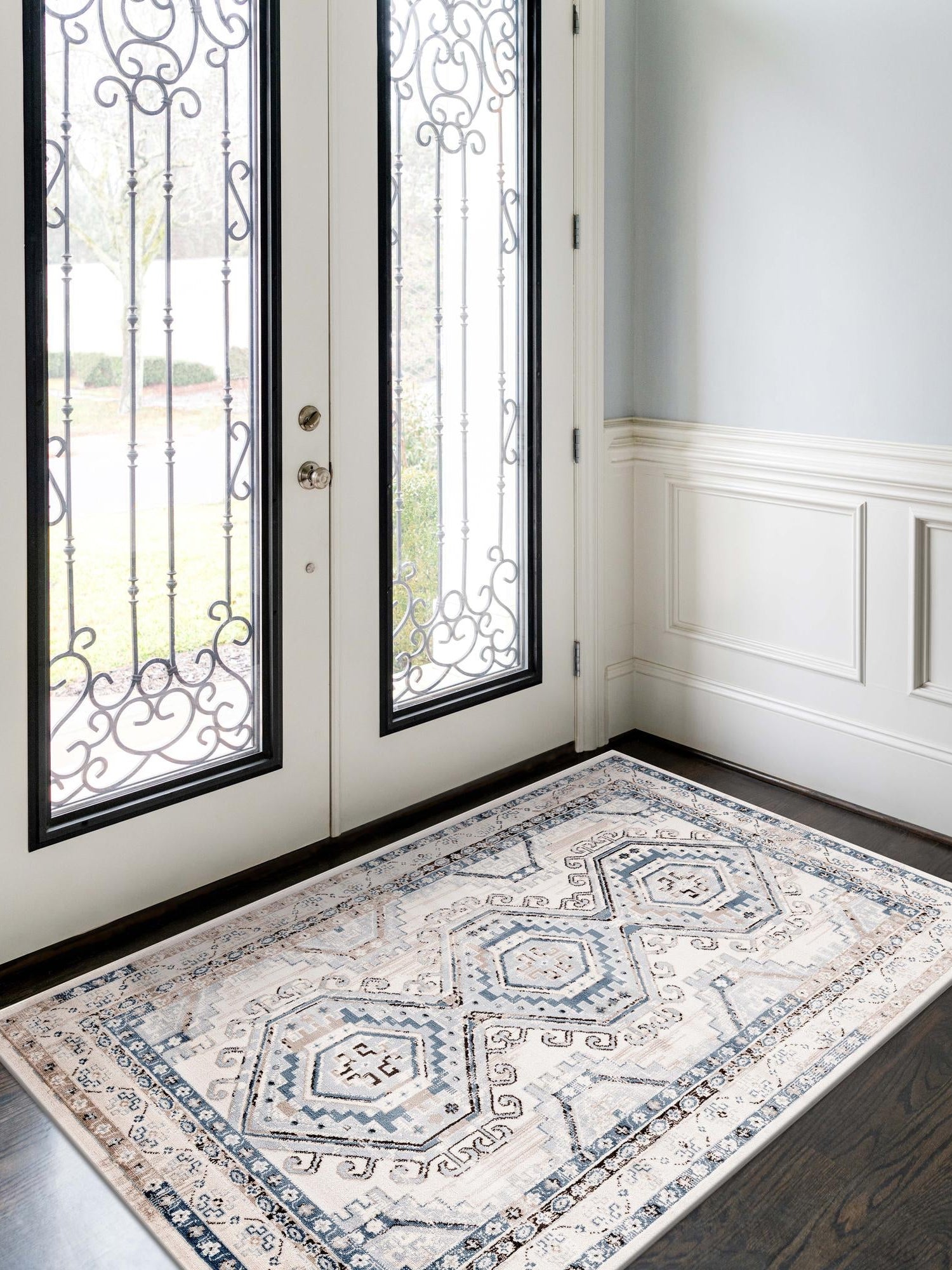 Gray Blue 9' x 12' Charlotte Rectangle Area Rug 100% Polypropylene With Jute Backing Traditional Classical Durable Carpet for Living Dining Office Rooms for Sale at Rug Engine
