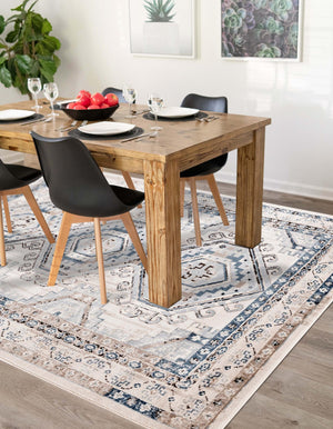 Gray Blue 7' 1 x 10' Charlotte Rectangle Area Rug 100% Polypropylene With Jute Backing Traditional Classical Durable Carpet for Living Dining Office Rooms for Sale at Rug Engine