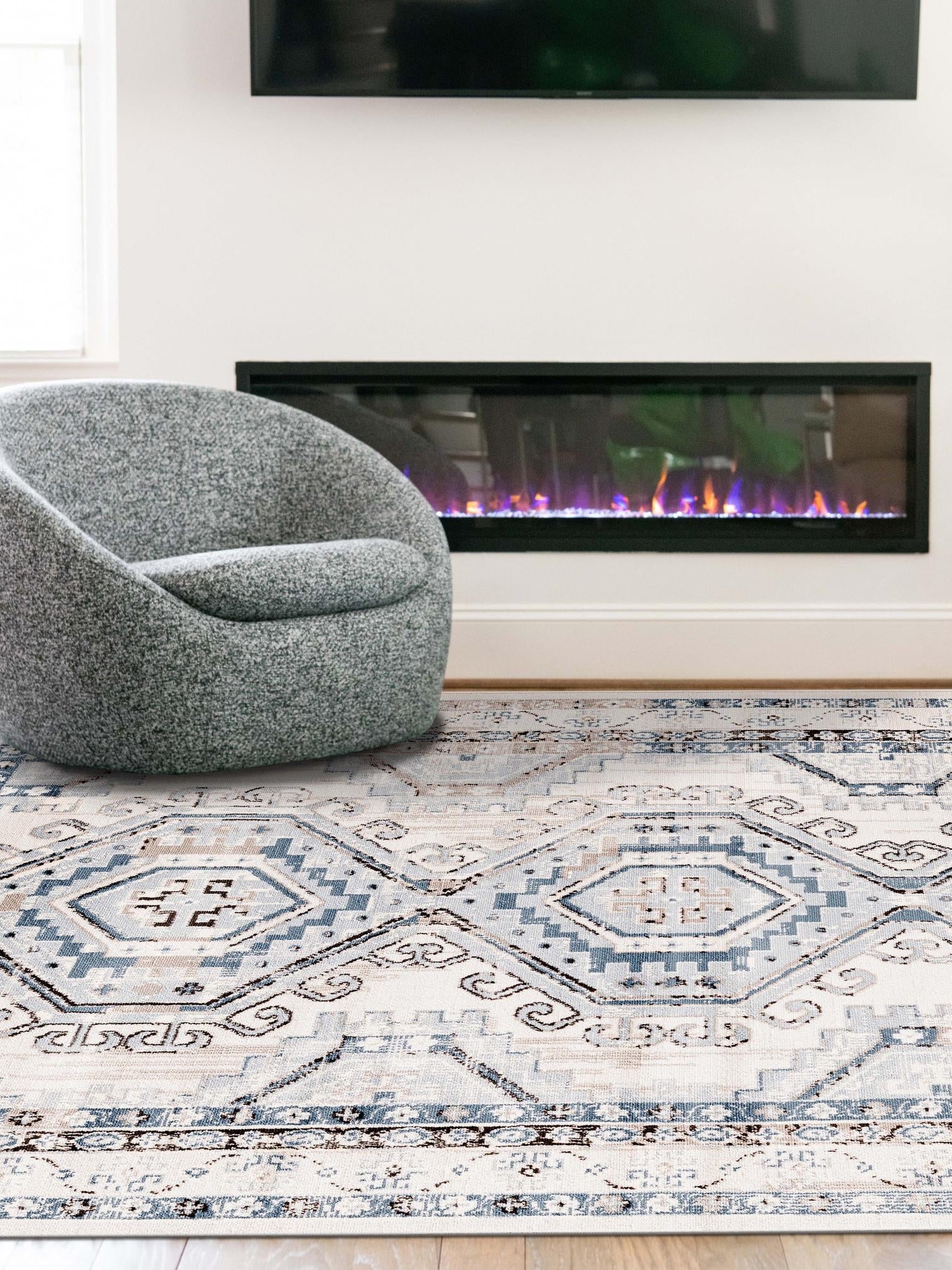 Gray Blue 9' x 12' Charlotte Rectangle Area Rug 100% Polypropylene With Jute Backing Traditional Classical Durable Carpet for Living Dining Office Rooms for Sale at Rug Engine