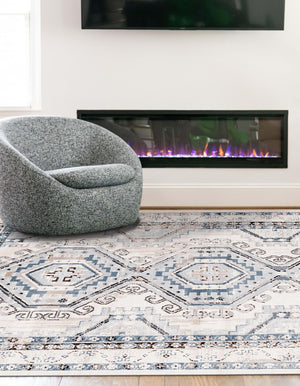 Gray Blue 10' x 14' 1 Charlotte Rectangle Area Rug 100% Polypropylene With Jute Backing Traditional Classical Durable Carpet for Living Dining Office Rooms for Sale at Rug Engine