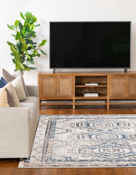 Gray Blue 9' x 12' Charlotte Rectangle Area Rug 100% Polypropylene With Jute Backing Traditional Classical Durable Carpet for Living Dining Office Rooms for Sale at Rug Engine