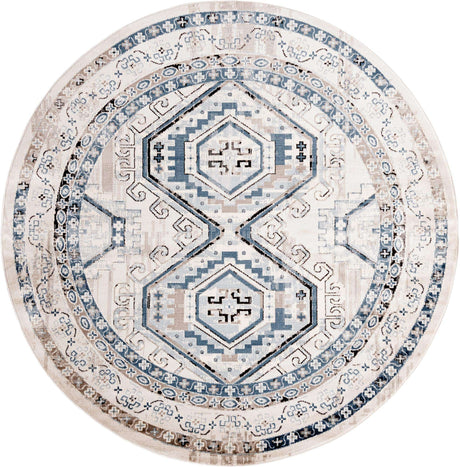 Gray Blue 7' 10 x 7' 10 Charlotte Round Area Rug 100% Polypropylene With Jute Backing Traditional Classical Durable Carpet for Living Dining Office Rooms for Sale at Rug Engine