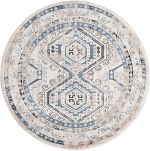 Gray Blue 5' 3 x 5' 3 Charlotte Round Area Rug 100% Polypropylene With Jute Backing Traditional Classical Durable Carpet for Living Dining Office Rooms for Sale at Rug Engine