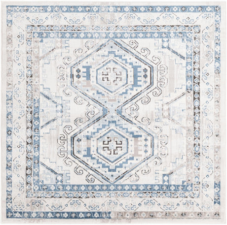 Gray Blue 5' 3 x 5' 3 Charlotte Square Area Rug 100% Polypropylene With Jute Backing Traditional Classical Durable Carpet for Living Dining Office Rooms for Sale at Rug Engine