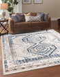 Gray Blue 4' 1 x 4' 1 Charlotte Square Area Rug 100% Polypropylene With Jute Backing Traditional Classical Durable Carpet for Living Dining Office Rooms for Sale at Rug Engine