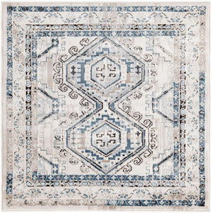 Gray Blue 4' 1 x 4' 1 Charlotte Square Area Rug 100% Polypropylene With Jute Backing Traditional Classical Durable Carpet for Living Dining Office Rooms for Sale at Rug Engine