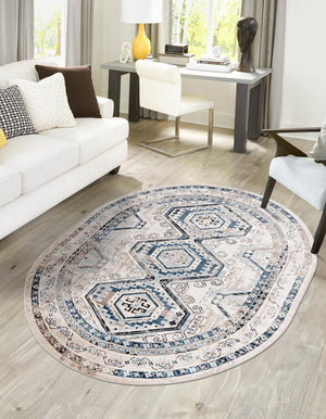 Gray Blue 7' 10 x 10' Charlotte Oval Area Rug 100% Polypropylene With Jute Backing Traditional Classical Durable Carpet for Living Dining Office Rooms for Sale at Rug Engine