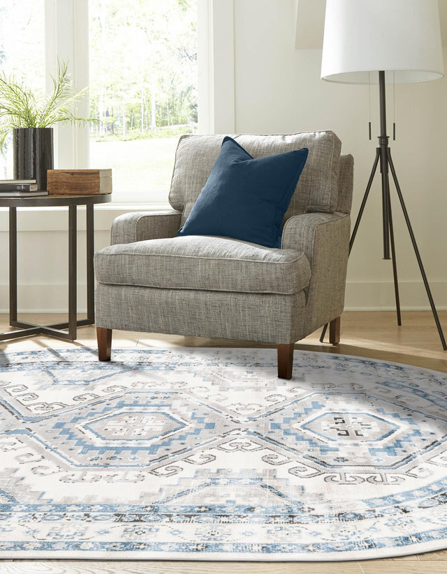 Gray Blue 5' 3 x 8' Charlotte Oval Area Rug 100% Polypropylene With Jute Backing Traditional Classical Durable Carpet for Living Dining Office Rooms for Sale at Rug Engine