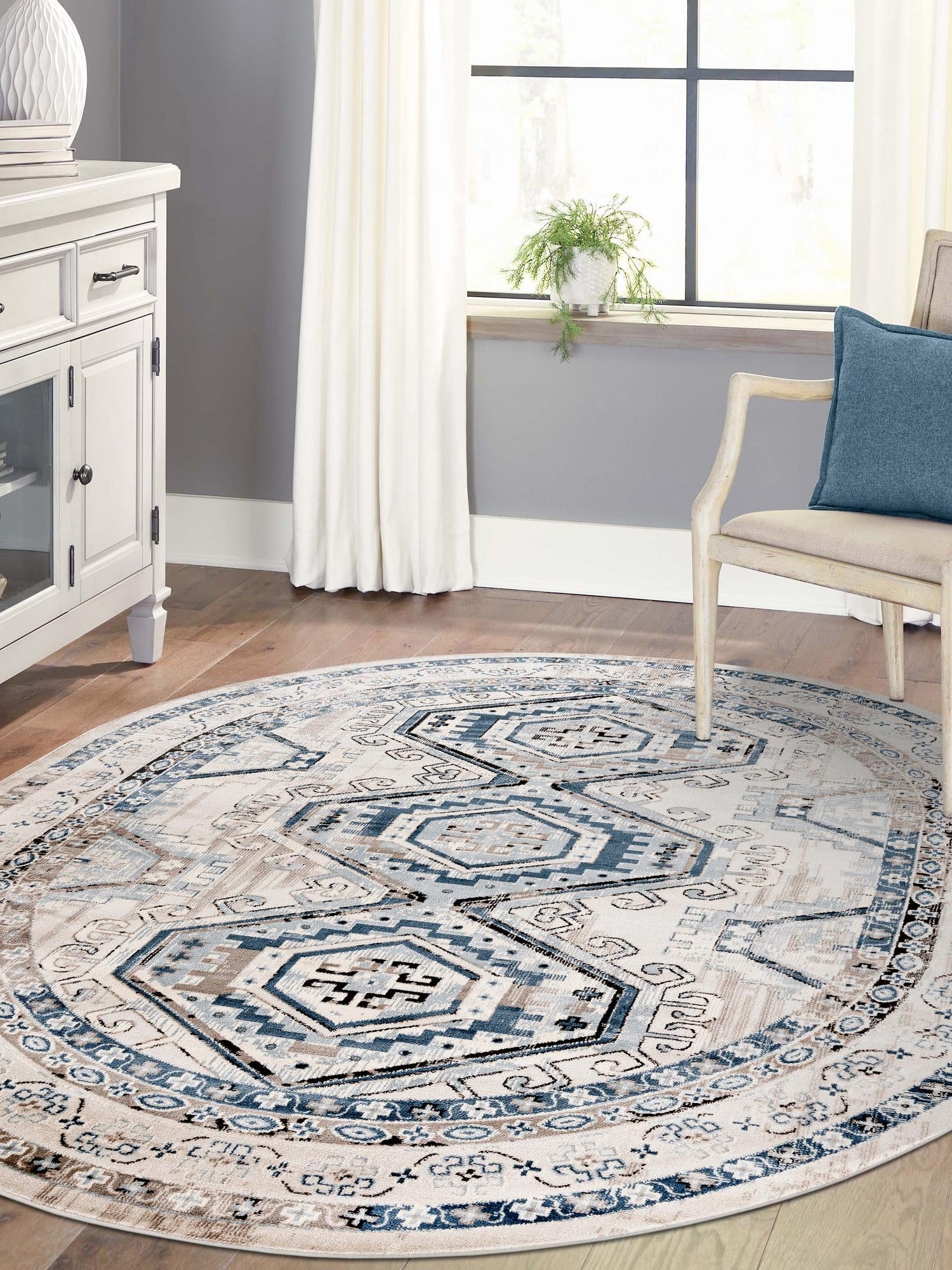 Gray Blue 4' 1 x 6' 1 Charlotte Oval Area Rug 100% Polypropylene With Jute Backing Traditional Classical Durable Carpet for Living Dining Office Rooms for Sale at Rug Engine