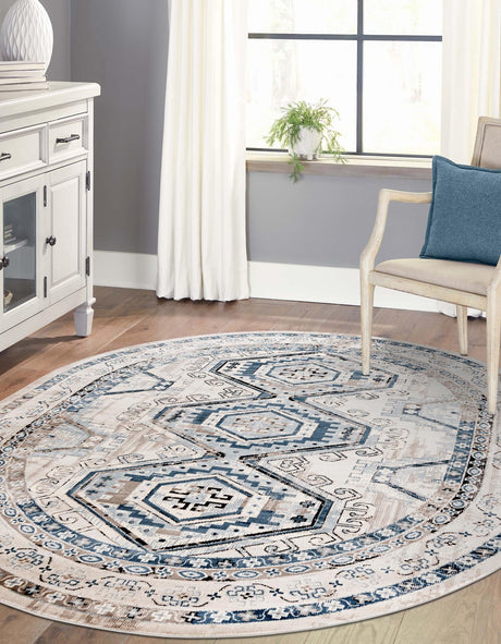 Gray Blue 7' 10 x 10' Charlotte Oval Area Rug 100% Polypropylene With Jute Backing Traditional Classical Durable Carpet for Living Dining Office Rooms for Sale at Rug Engine