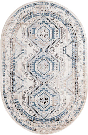 Gray Blue 5' 3 x 8' Charlotte Oval Area Rug 100% Polypropylene With Jute Backing Traditional Classical Durable Carpet for Living Dining Office Rooms for Sale at Rug Engine