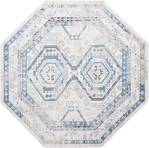 Gray Blue 7' 10 x 7' 10 Charlotte Octagon Area Rug 100% Polypropylene With Jute Backing Traditional Classical Durable Carpet for Living Dining Office Rooms for Sale at Rug Engine