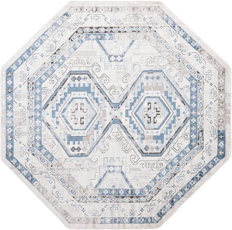 Gray Blue 7' 10 x 7' 10 Charlotte Octagon Area Rug 100% Polypropylene With Jute Backing Traditional Classical Durable Carpet for Living Dining Office Rooms for Sale at Rug Engine