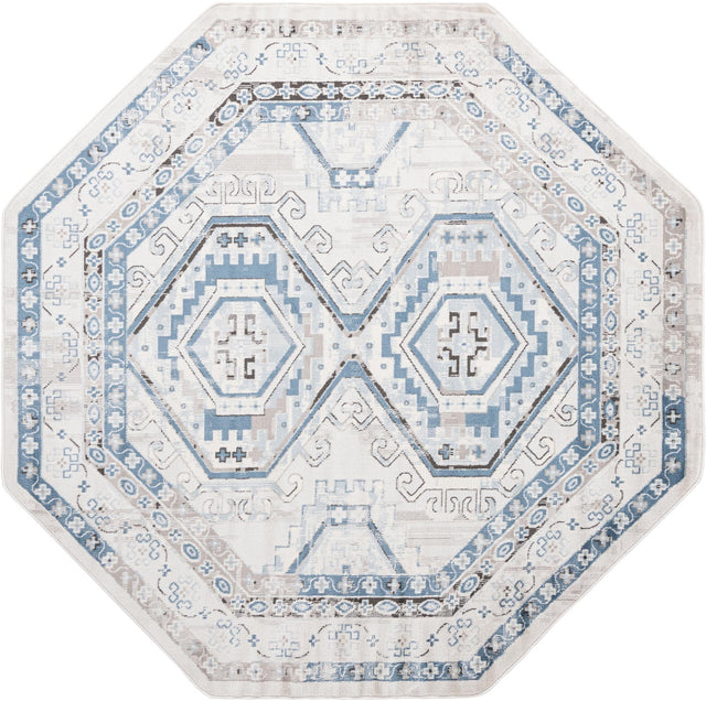Gray Blue 7' 10 x 7' 10 Charlotte Octagon Area Rug 100% Polypropylene With Jute Backing Traditional Classical Durable Carpet for Living Dining Office Rooms for Sale at Rug Engine