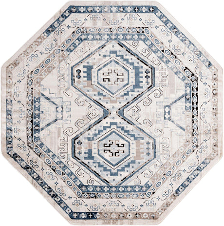 Gray Blue 7' 10 x 7' 10 Charlotte Octagon Area Rug 100% Polypropylene With Jute Backing Traditional Classical Durable Carpet for Living Dining Office Rooms for Sale at Rug Engine
