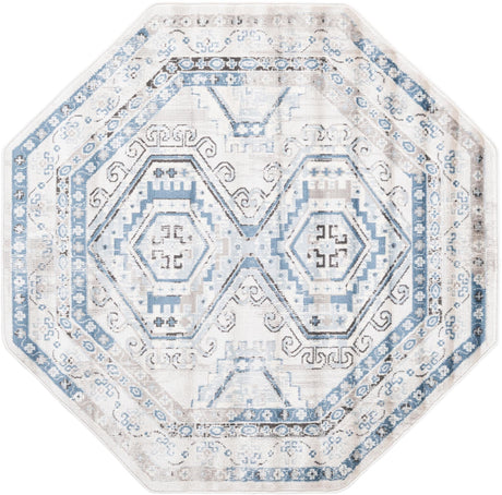 Gray Blue 5' 3 x 5' 3 Charlotte Octagon Area Rug 100% Polypropylene With Jute Backing Traditional Classical Durable Carpet for Living Dining Office Rooms for Sale at Rug Engine