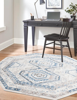 Gray Blue 7' 10 x 7' 10 Charlotte Octagon Area Rug 100% Polypropylene With Jute Backing Traditional Classical Durable Carpet for Living Dining Office Rooms for Sale at Rug Engine