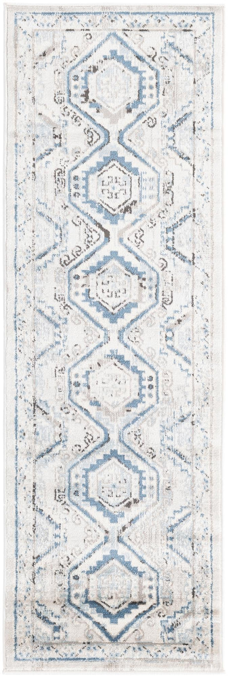 Gray Blue 2' x 6' 1 Charlotte Runner Area Rug 100% Polypropylene With Jute Backing Traditional Classical Durable Carpet for Living Dining Office Rooms for Sale at Rug Engine