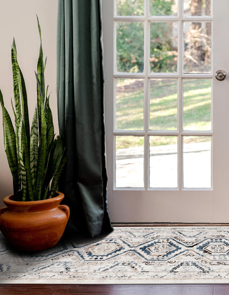 Gray Blue 2' x 10' Charlotte Runner Area Rug 100% Polypropylene With Jute Backing Traditional Classical Durable Carpet for Living Dining Office Rooms for Sale at Rug Engine