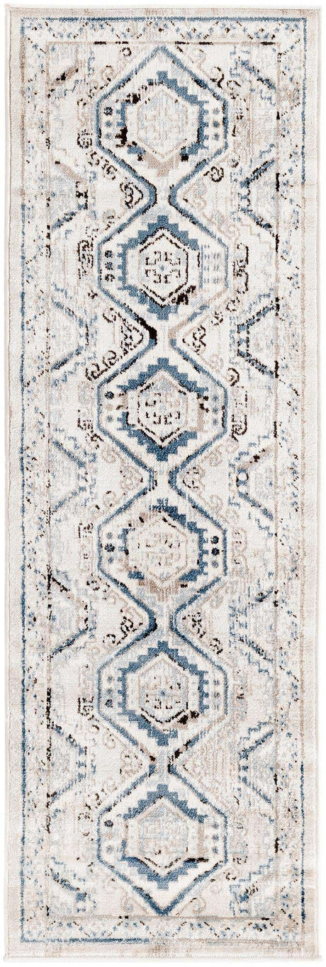 Gray Blue 2' x 6' 1 Charlotte Runner Area Rug 100% Polypropylene With Jute Backing Traditional Classical Durable Carpet for Living Dining Office Rooms for Sale at Rug Engine