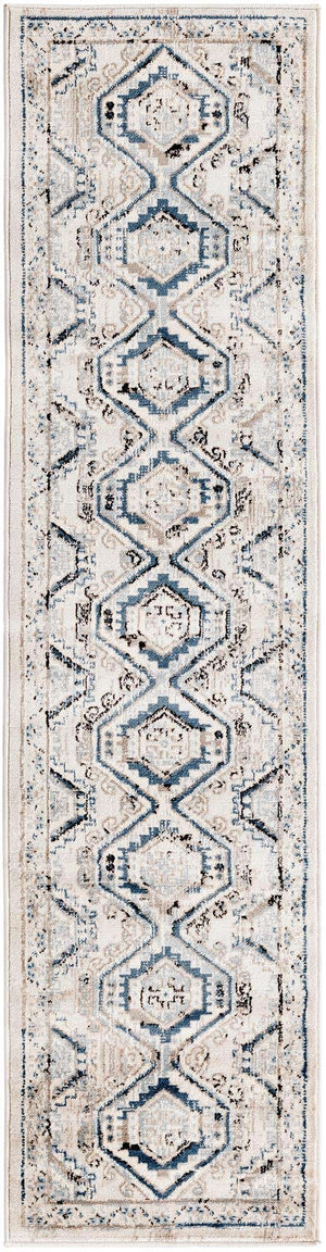 Gray Blue 2' x 8' Charlotte Runner Area Rug 100% Polypropylene With Jute Backing Traditional Classical Durable Carpet for Living Dining Office Rooms for Sale at Rug Engine