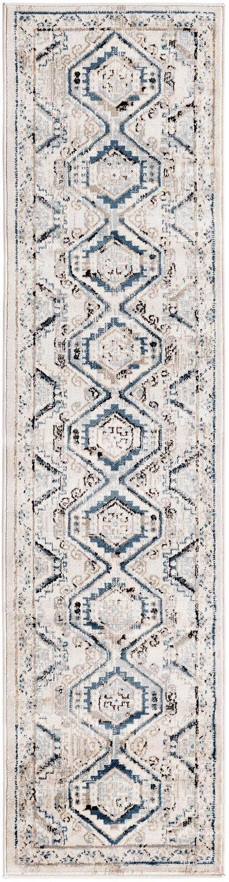 Gray Blue 2' x 8' Charlotte Runner Area Rug 100% Polypropylene With Jute Backing Traditional Classical Durable Carpet for Living Dining Office Rooms for Sale at Rug Engine