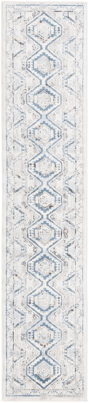 Gray Blue 2' x 10' Charlotte Runner Area Rug 100% Polypropylene With Jute Backing Traditional Classical Durable Carpet for Living Dining Office Rooms for Sale at Rug Engine