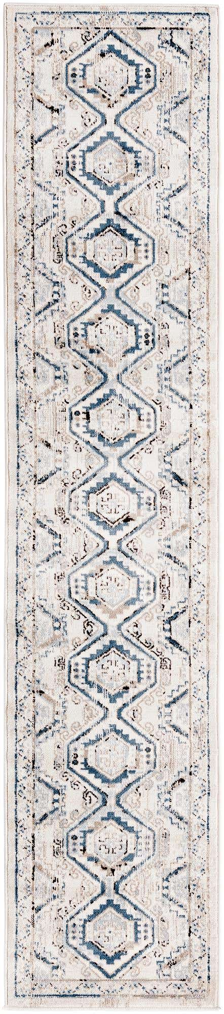 Gray Blue 2' x 10' Charlotte Runner Area Rug 100% Polypropylene With Jute Backing Traditional Classical Durable Carpet for Living Dining Office Rooms for Sale at Rug Engine