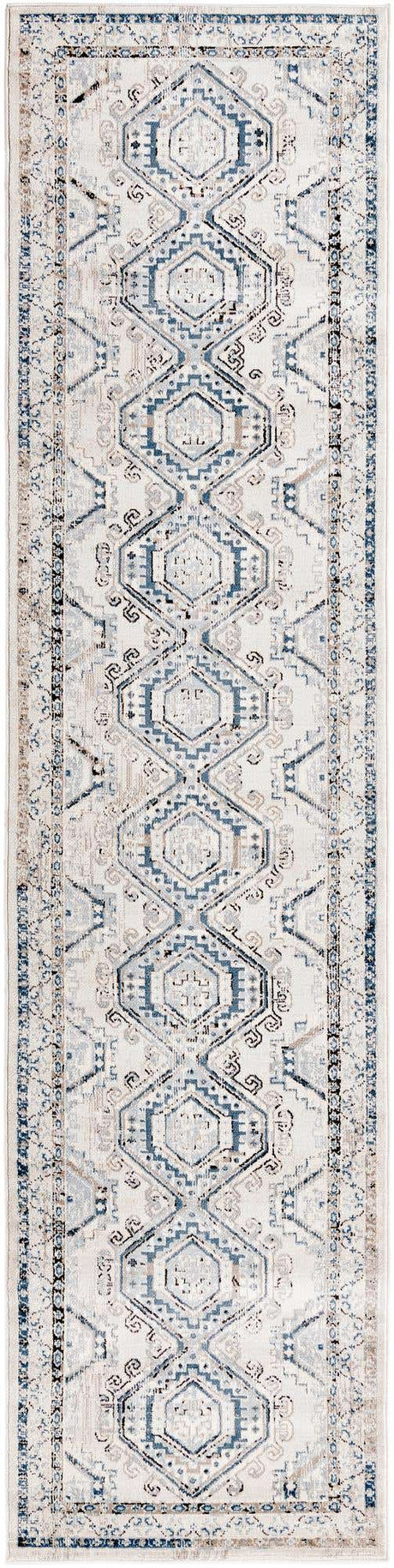 Gray Blue 3' 1 x 13' 1 Charlotte Runner Area Rug 100% Polypropylene With Jute Backing Traditional Classical Durable Carpet for Living Dining Office Rooms for Sale at Rug Engine