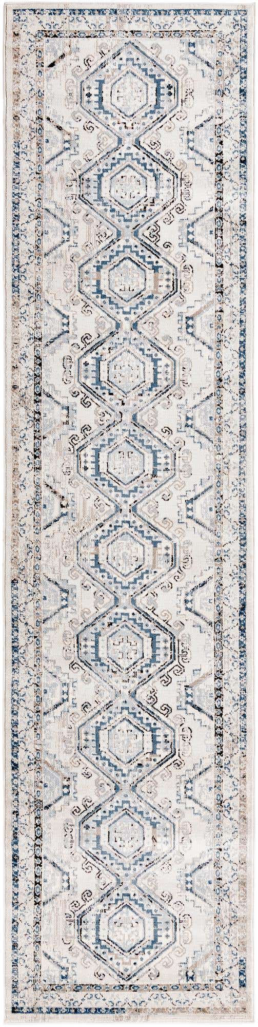 Gray Blue 3' 1 x 13' 1 Charlotte Runner Area Rug 100% Polypropylene With Jute Backing Traditional Classical Durable Carpet for Living Dining Office Rooms for Sale at Rug Engine