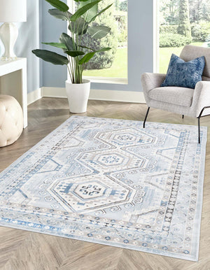 Aqua Blue 5' 3 x 8' Charlotte Rectangle Area Rug 100% Polypropylene With Jute Backing Traditional Classical Durable Carpet for Living Dining Office Rooms for Sale at Rug Engine
