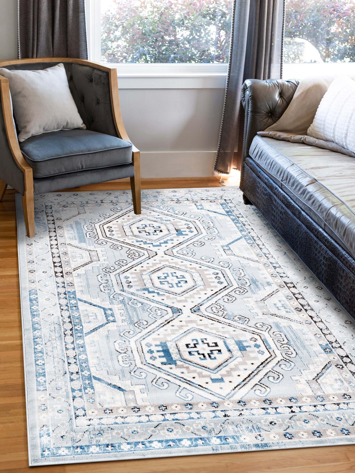 Aqua Blue 7' 1 x 10' Charlotte Rectangle Area Rug 100% Polypropylene With Jute Backing Traditional Classical Durable Carpet for Living Dining Office Rooms for Sale at Rug Engine