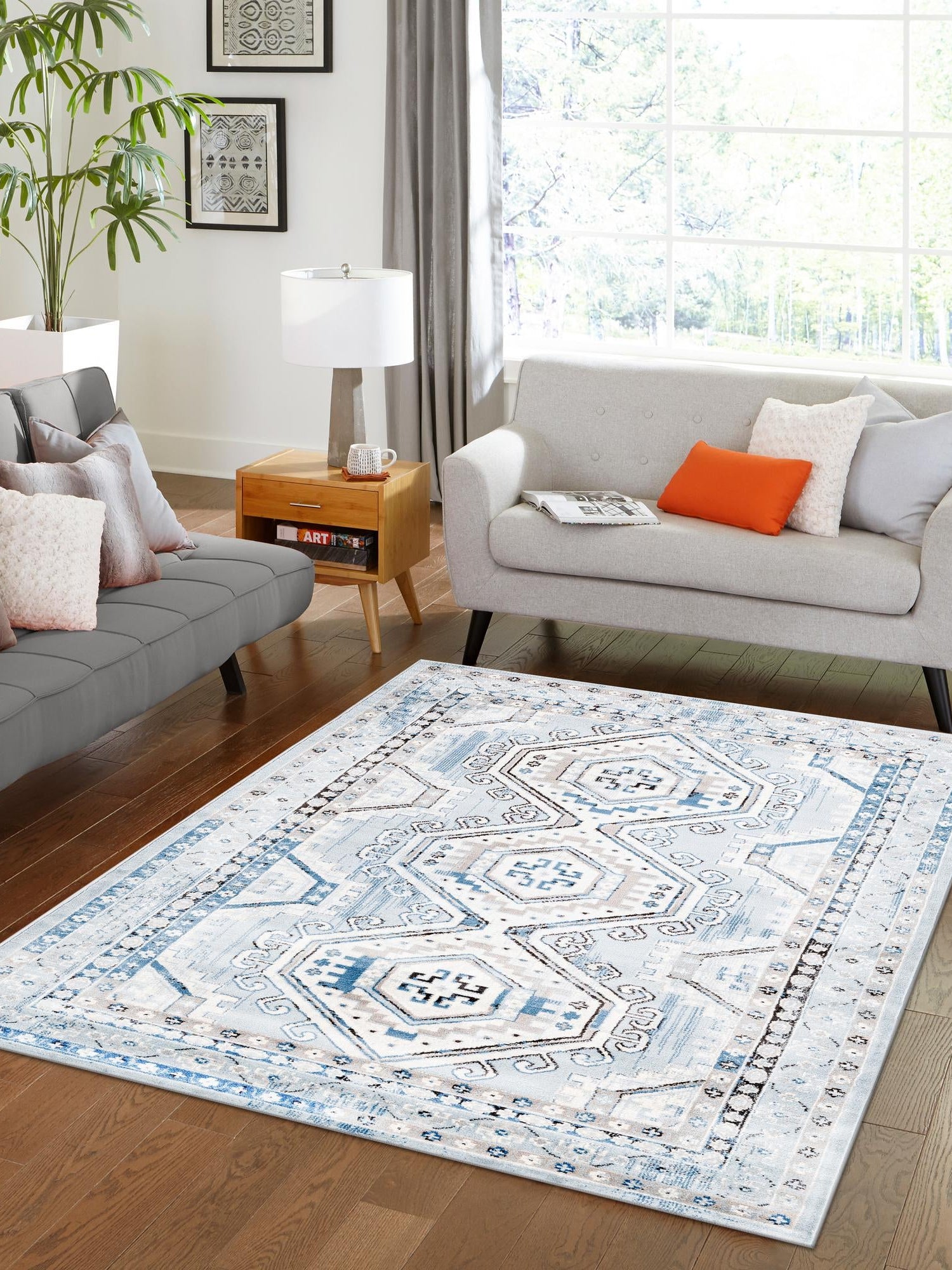 Aqua Blue 7' 1 x 10' Charlotte Rectangle Area Rug 100% Polypropylene With Jute Backing Traditional Classical Durable Carpet for Living Dining Office Rooms for Sale at Rug Engine