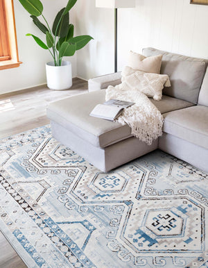 Aqua Blue 9' x 12' Charlotte Rectangle Area Rug 100% Polypropylene With Jute Backing Traditional Classical Durable Carpet for Living Dining Office Rooms for Sale at Rug Engine