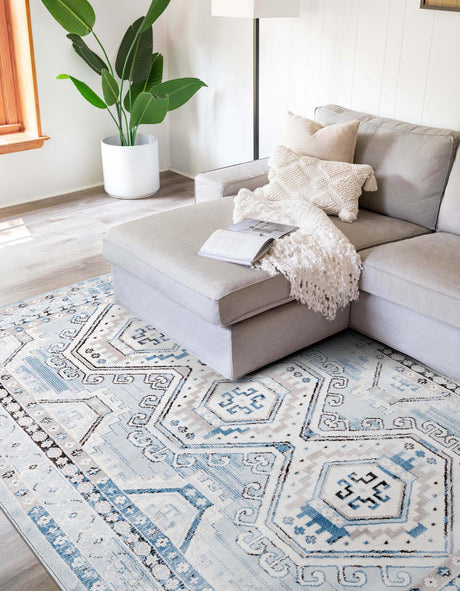 Aqua Blue 5' 3 x 8' Charlotte Rectangle Area Rug 100% Polypropylene With Jute Backing Traditional Classical Durable Carpet for Living Dining Office Rooms for Sale at Rug Engine