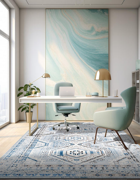 Aqua Blue 10' x 14' 1 Charlotte Rectangle Area Rug 100% Polypropylene With Jute Backing Traditional Classical Durable Carpet for Living Dining Office Rooms for Sale at Rug Engine