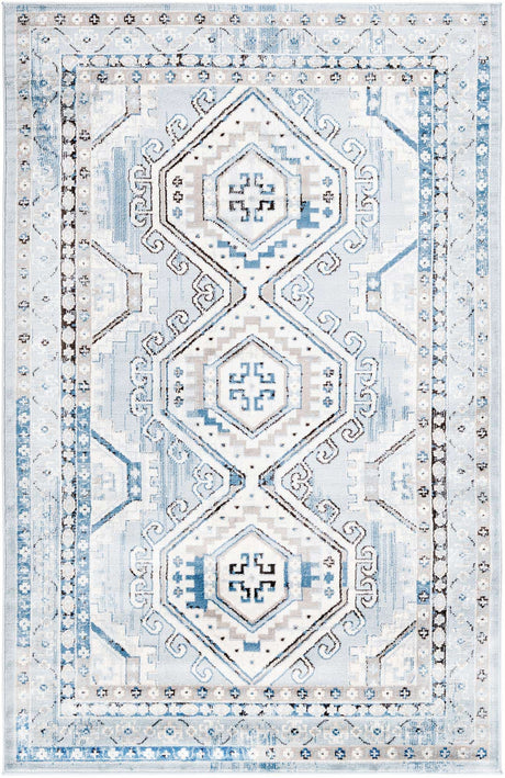 Aqua Blue 5' 3 x 8' Charlotte Rectangle Area Rug 100% Polypropylene With Jute Backing Traditional Classical Durable Carpet for Living Dining Office Rooms for Sale at Rug Engine