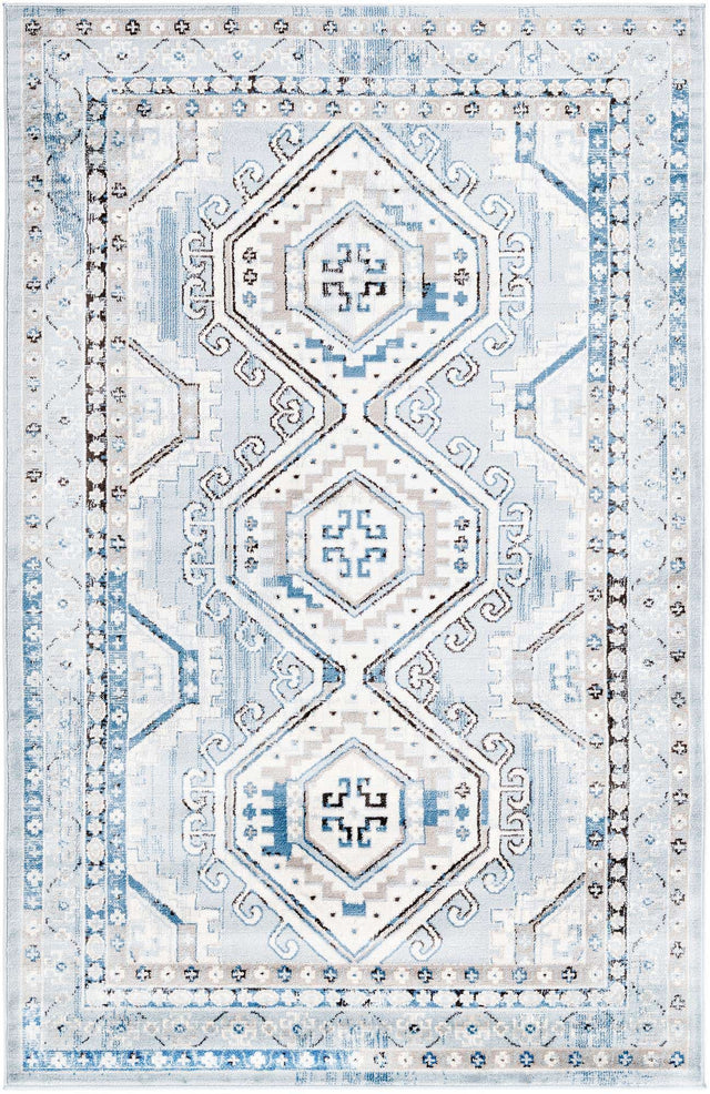 Aqua Blue 5' 3 x 8' Charlotte Rectangle Area Rug 100% Polypropylene With Jute Backing Traditional Classical Durable Carpet for Living Dining Office Rooms for Sale at Rug Engine