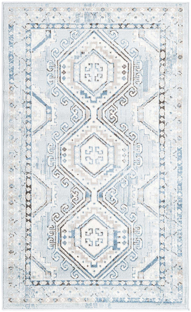 Aqua Blue 3' 1 x 5' 3 Charlotte Rectangle Area Rug 100% Polypropylene With Jute Backing Traditional Classical Durable Carpet for Living Dining Office Rooms for Sale at Rug Engine