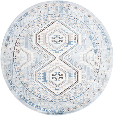 Aqua Blue 7' 10 x 7' 10 Charlotte Round Area Rug 100% Polypropylene With Jute Backing Traditional Classical Durable Carpet for Living Dining Office Rooms for Sale at Rug Engine
