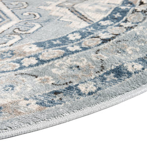 Aqua Blue 3' 1 x 3' 1 Charlotte Round Area Rug 100% Polypropylene With Jute Backing Traditional Classical Durable Carpet for Living Dining Office Rooms for Sale at Rug Engine