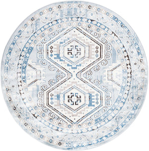Aqua Blue 5' 3 x 5' 3 Charlotte Round Area Rug 100% Polypropylene With Jute Backing Traditional Classical Durable Carpet for Living Dining Office Rooms for Sale at Rug Engine