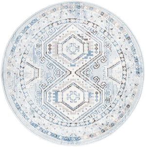 Aqua Blue 3' 1 x 3' 1 Charlotte Round Area Rug 100% Polypropylene With Jute Backing Traditional Classical Durable Carpet for Living Dining Office Rooms for Sale at Rug Engine