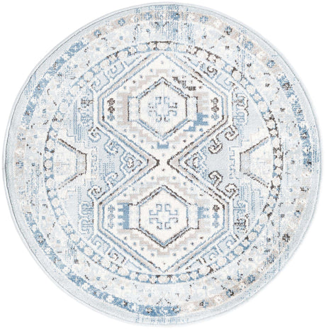 Aqua Blue 3' 1 x 3' 1 Charlotte Round Area Rug 100% Polypropylene With Jute Backing Traditional Classical Durable Carpet for Living Dining Office Rooms for Sale at Rug Engine