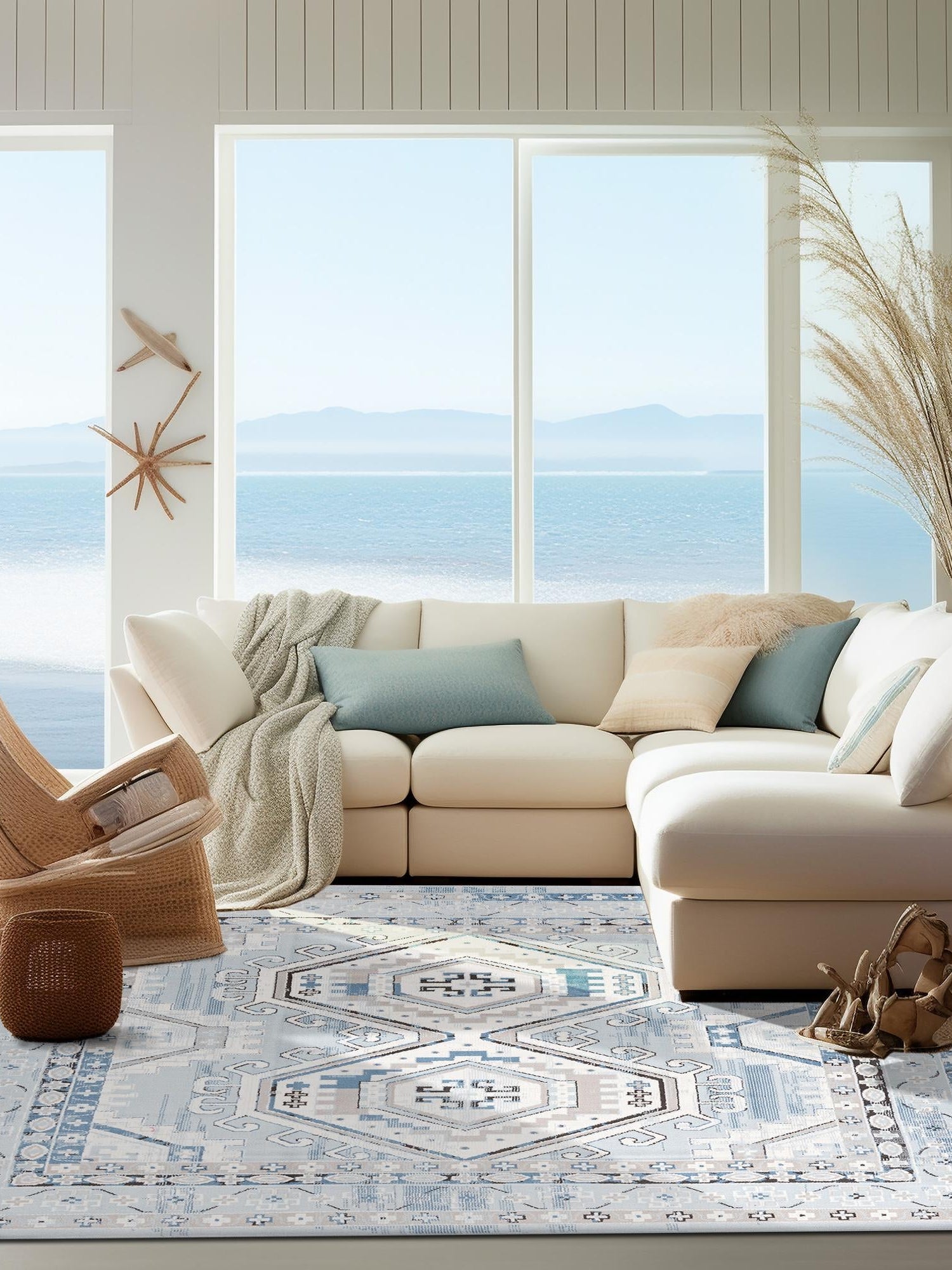 Aqua Blue 7' 10 x 7' 10 Charlotte Square Area Rug 100% Polypropylene With Jute Backing Traditional Classical Durable Carpet for Living Dining Office Rooms for Sale at Rug Engine